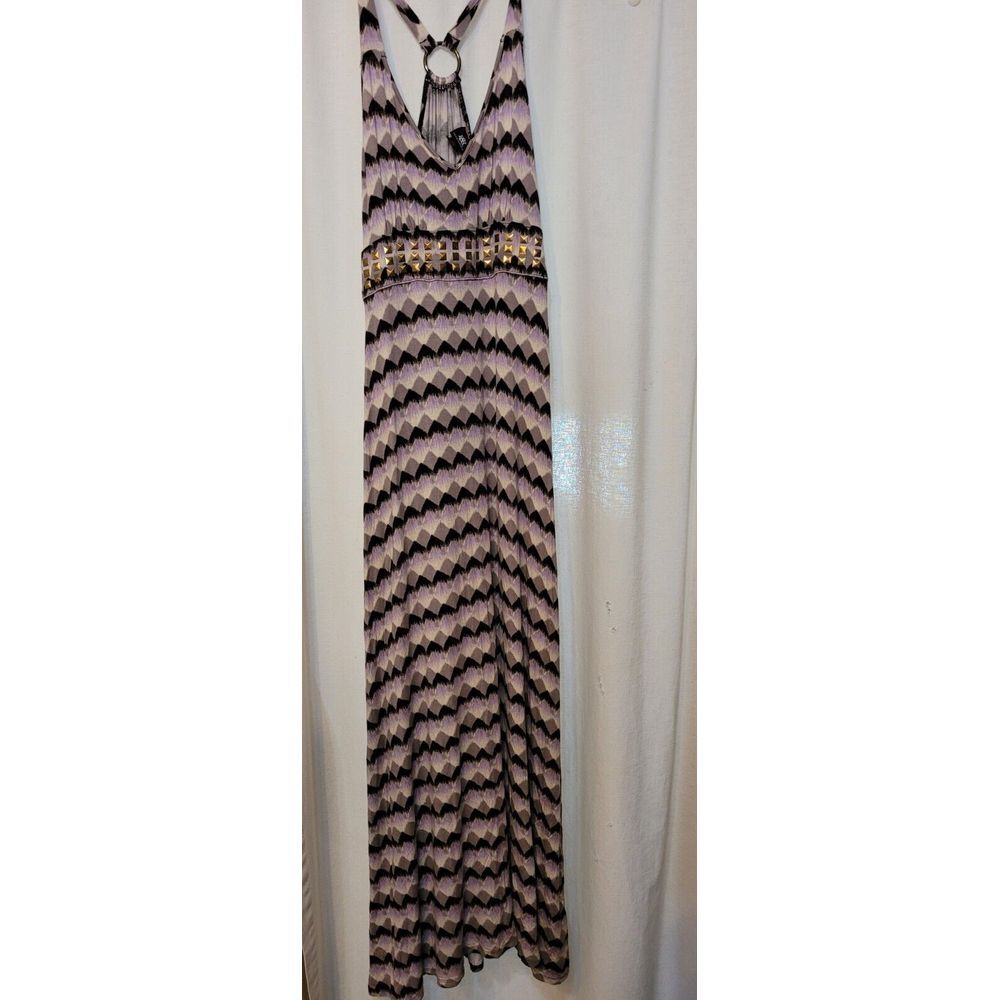 Rock & Republic Maxi Dress‎ Womens XS Purple Chevron Studded Racerback RR8UNSET